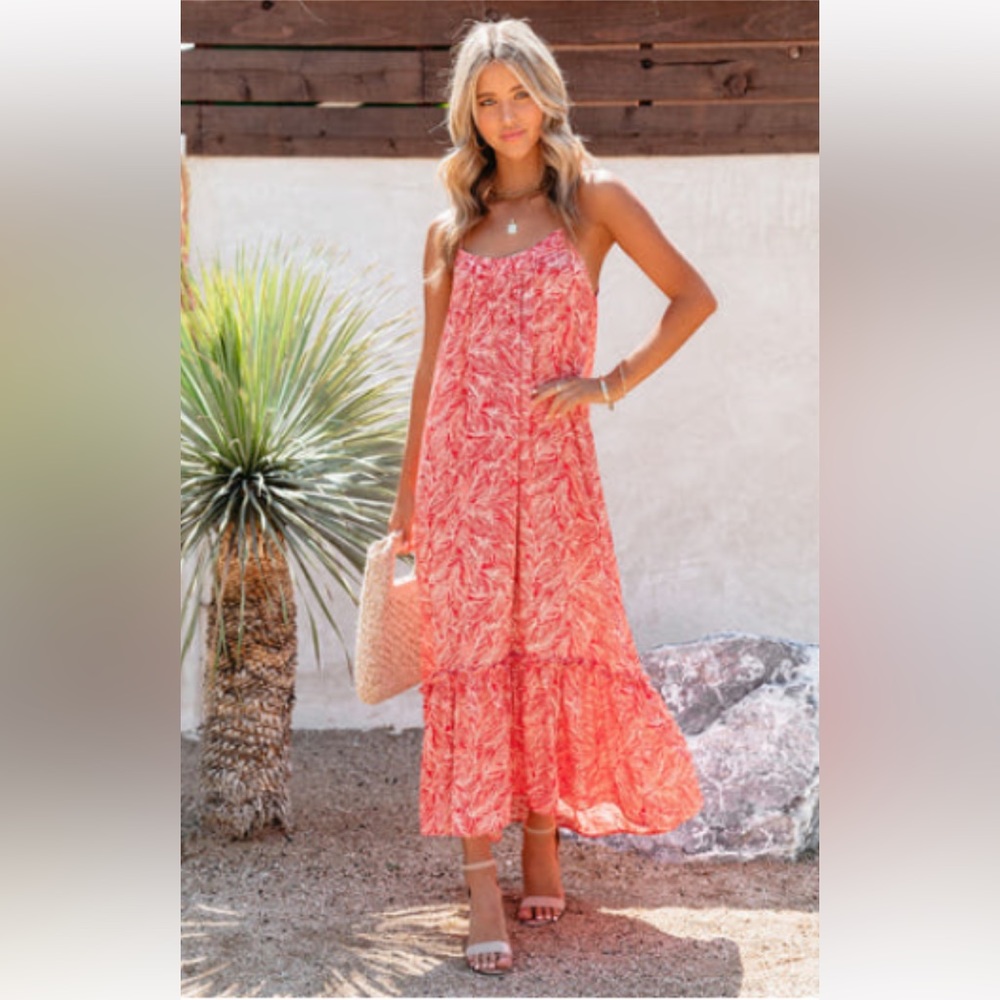 Vici Rafferty palm print maxi dress